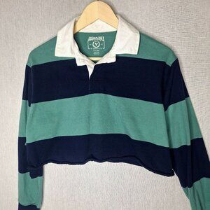 💙 American Eagle Oversized Rugby Shirt Cropped Size XS/S Trendy Cute Outfit